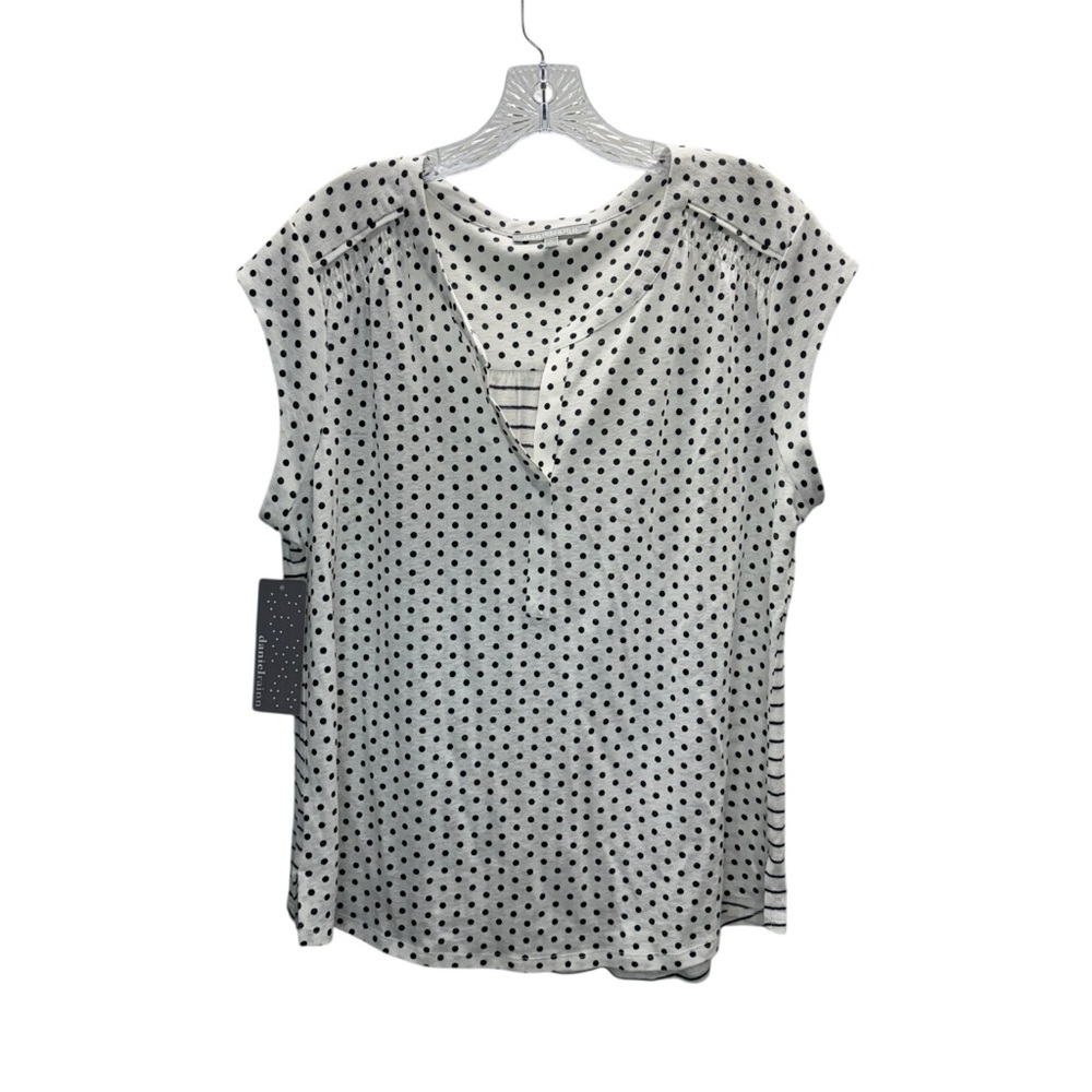 Daniel Rainn Polka Dot Linen Blend Blouse Sleeveless Mixed‎ Print XL NWT